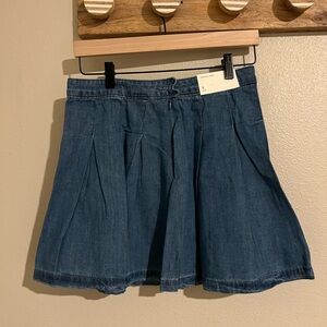 Pleated Jean Mini Skirt